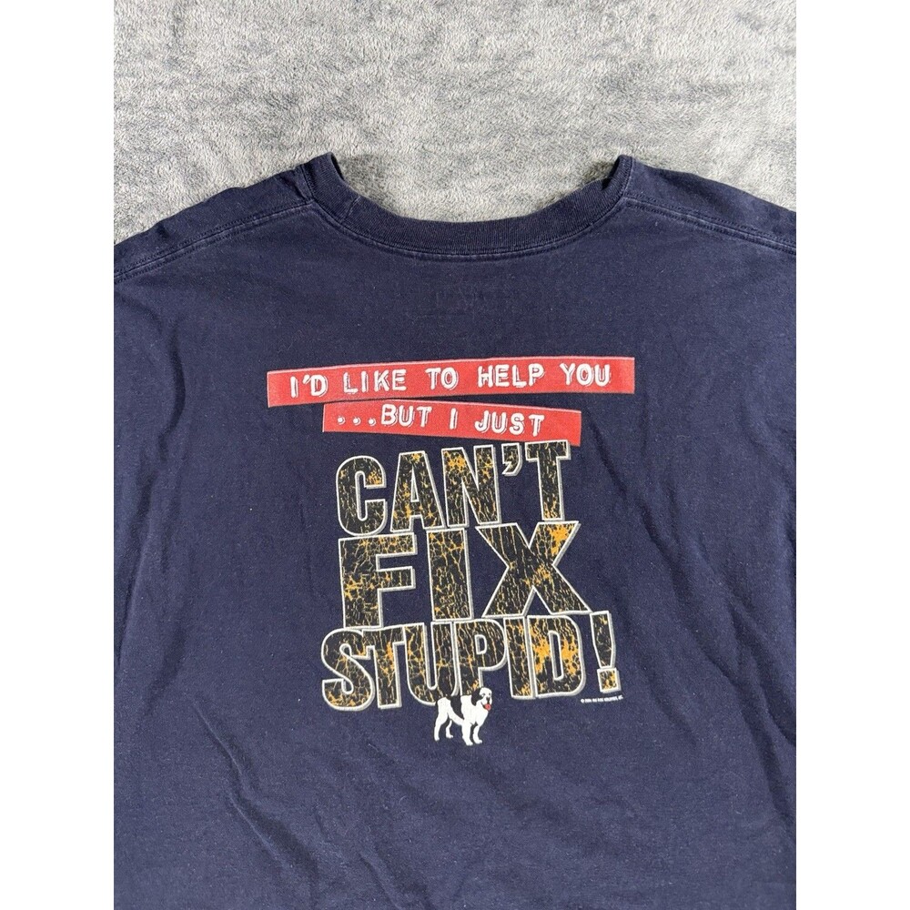 Big Dogs 2006 Can't Fix Stupid Graphic T-shirt Navy Blue Y2K Tee Men’s 3X